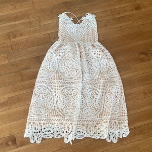 NWOT White Lace Dress with Nude Underlay